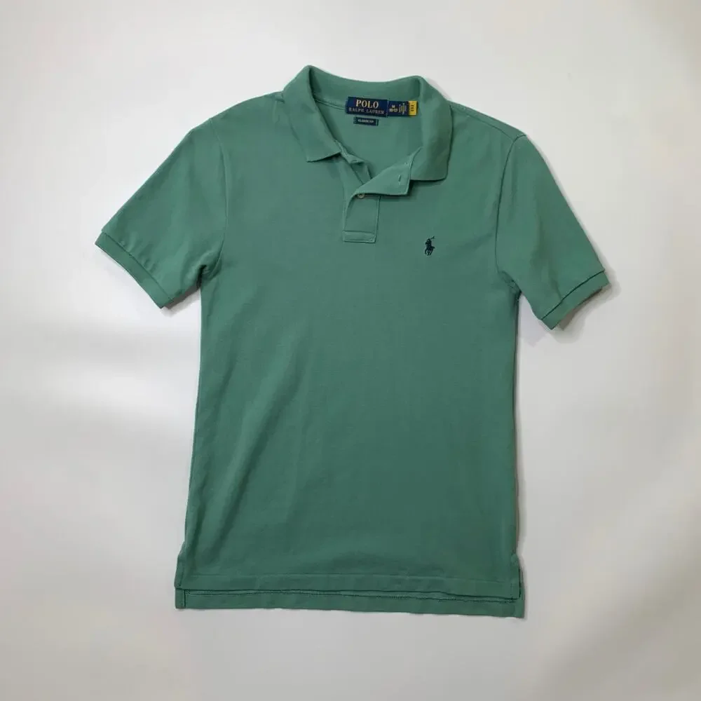 Polo Ralph Lauren Shirt Boys Youth M Medium Sage Classic Fit Droptail Hem